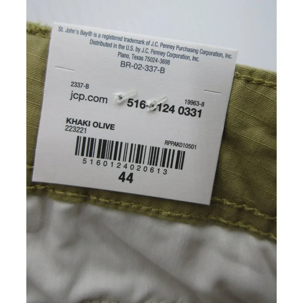 St Johns Bay Shorts 44 Khaki Olive Cargo Ripstop Stretch Belted NEW